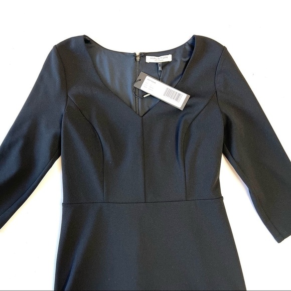 HALSTON HERITAGE | V Neck Midi Dress - Picture 4 of 7